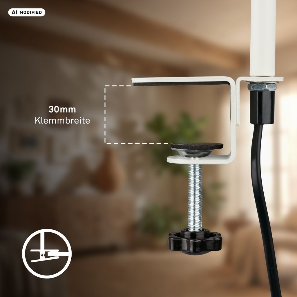 Riff Klemmlampe - 3,5W, 400lm, LED, Schwenkbar, Warmweiß, Altweiß
