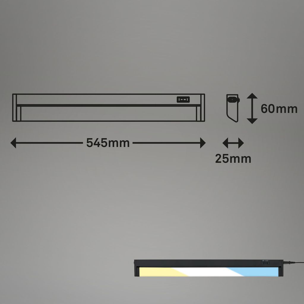 LED Unterbauleuchte 54,5 cm 6W 800lm schwarz