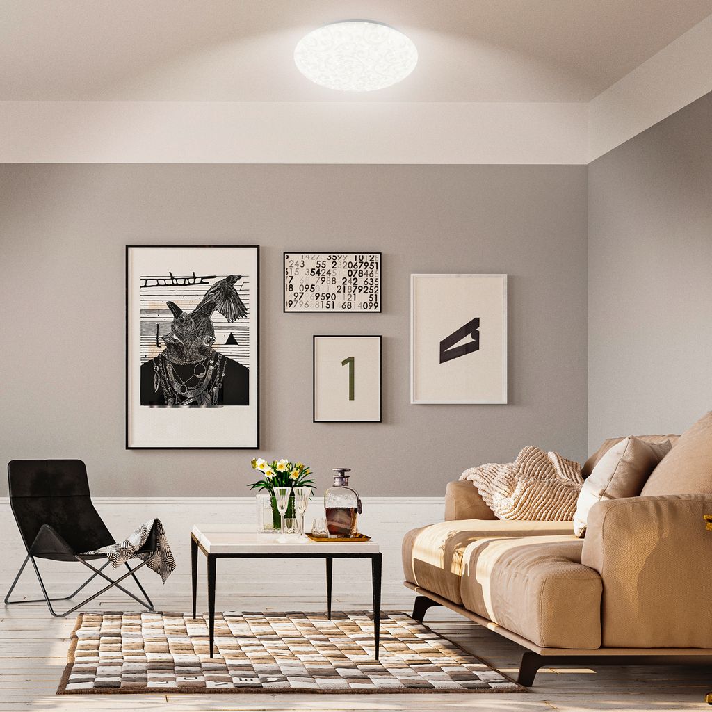 Nebo Deckenleuchte Ø38 cm - 20W, 2400lm, LED, Sternenhimmel, Neutralweiß, Weiß, Forales Muster
