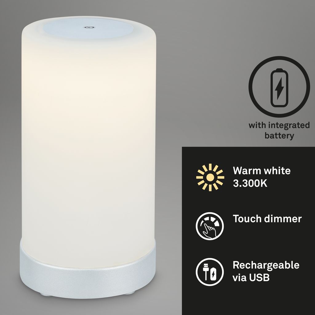 LED Akku Tischleuchte, Ø12,5 cm, LED-Modul,  3W, 350 lm, schwarz