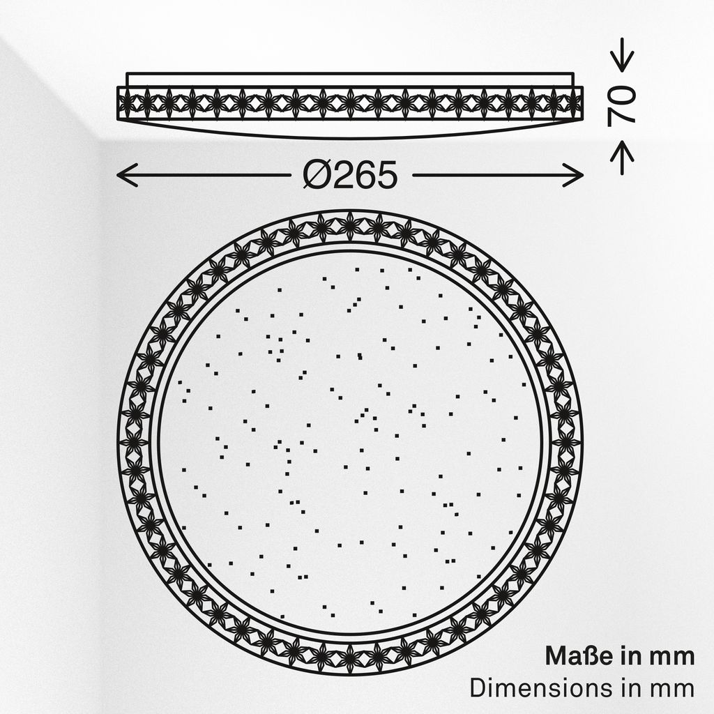 Astro Deckenleuchte Ø26,5 cm - 12W, 1400lm, LED, Sternenhimmel, Kristalloptik, Weiß