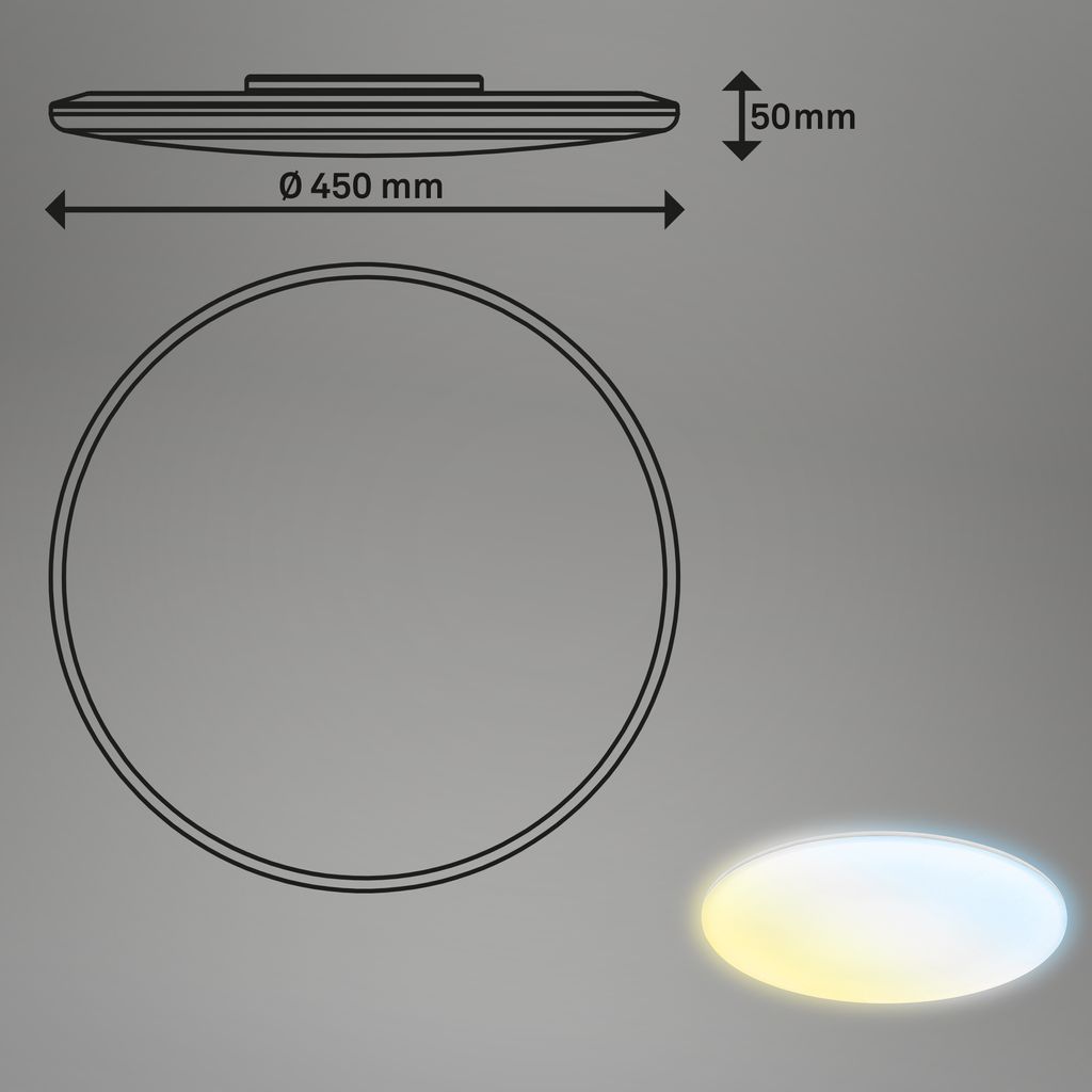 Rowny LED Badlampe, Fernbedienung, Dimmbar, CCT Funktion, Backlight, Rund 45 cm, Weiß