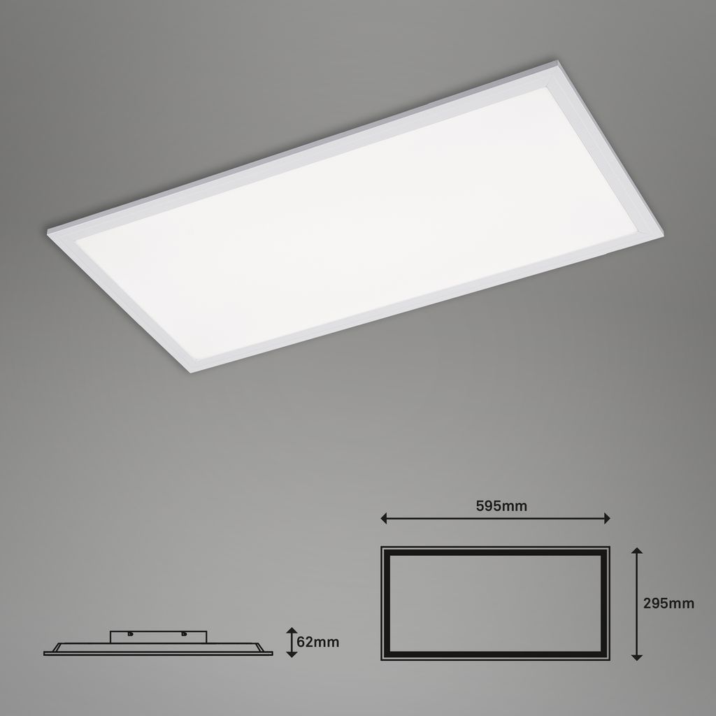 Briloner Simple LED Deckenleuchte, LED Panel Flach, Eckig, 59,5x29,5 cm, Weiß