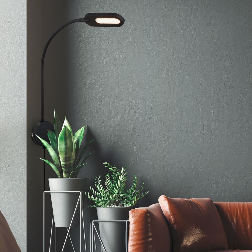 Wandleuchte, 52 cm, 6W, 650lm, schwarz