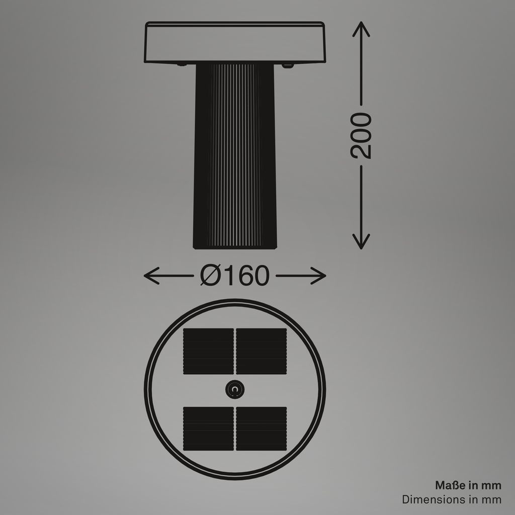 Poga Tischlampe - 1W, 150lm, Kabellos, LED, Dimmbar, Solar, Anthrazit, Bronze metallic