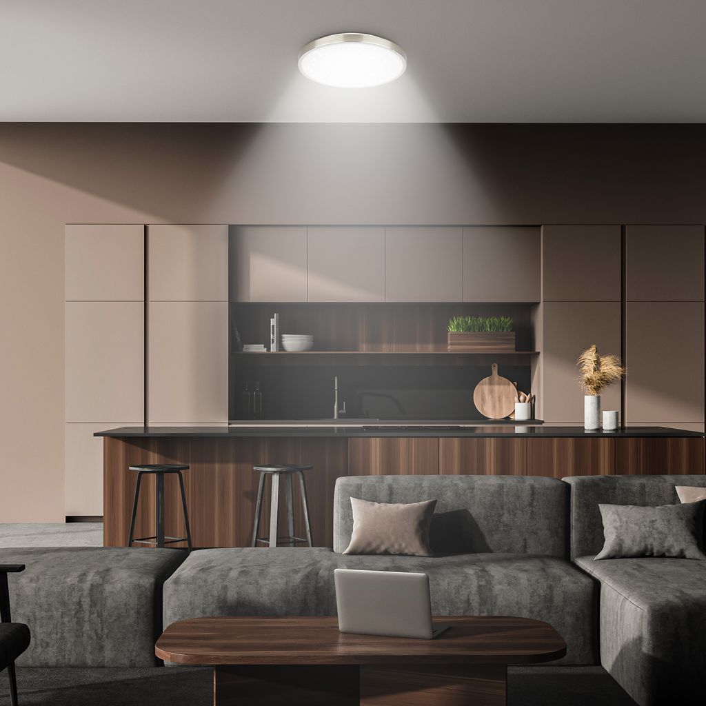 Competo Deckenleuchte Ø24 cm - 12W, 1300lm, LED, Neutralweiß, Nickel-Matt