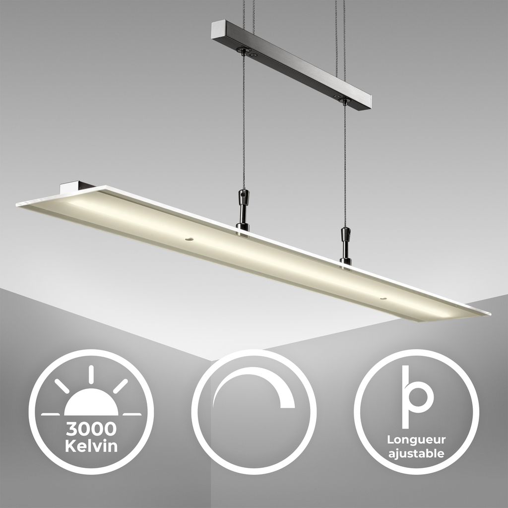 Pendelleuchte - 16W, 1750lm, LED, höhenverstellbar, dimmbar, warmweiß, matt-nickel