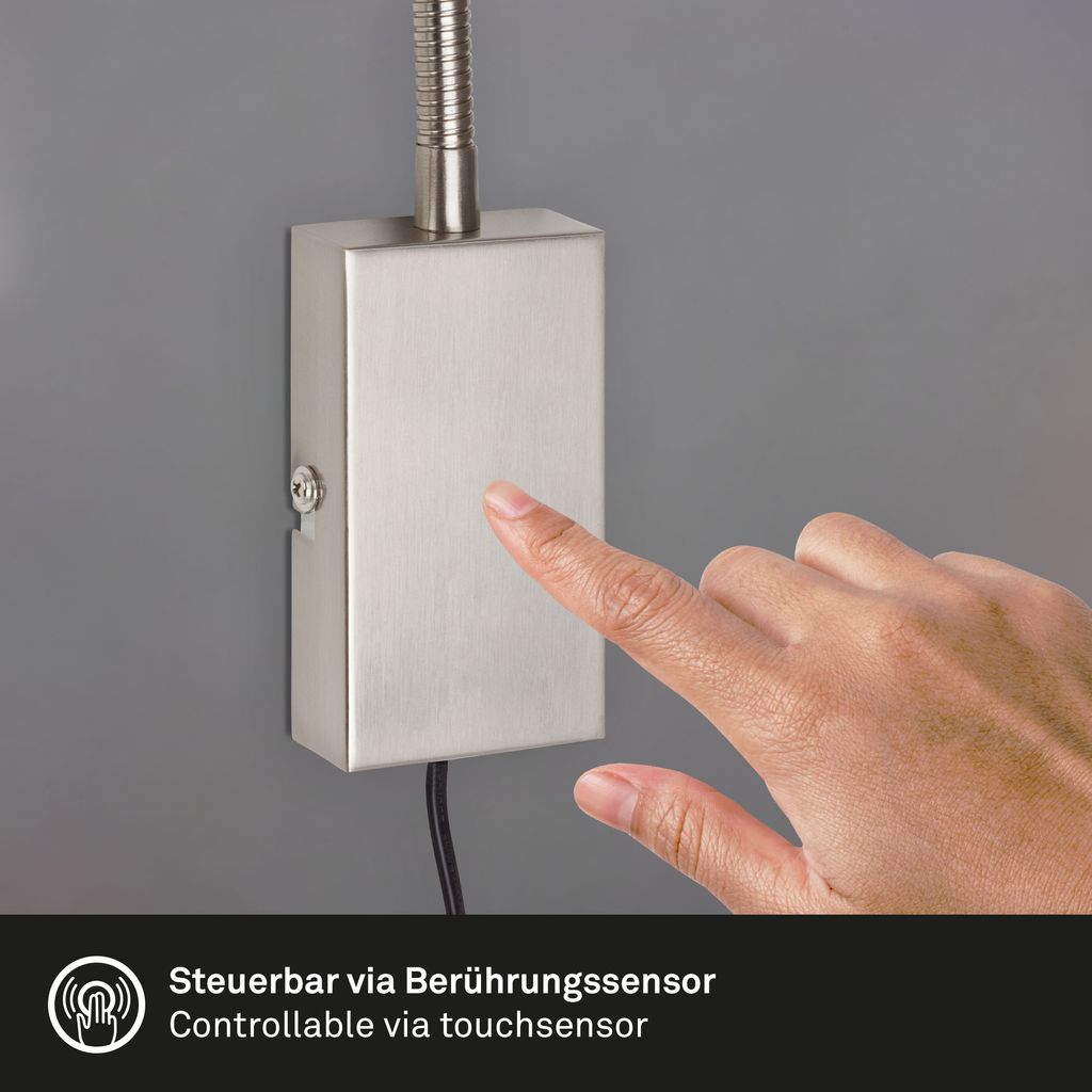 LED Wandleuchte Bettleuchte GU10 Touchschalter Flexarm 3000K Metall Briloner 5