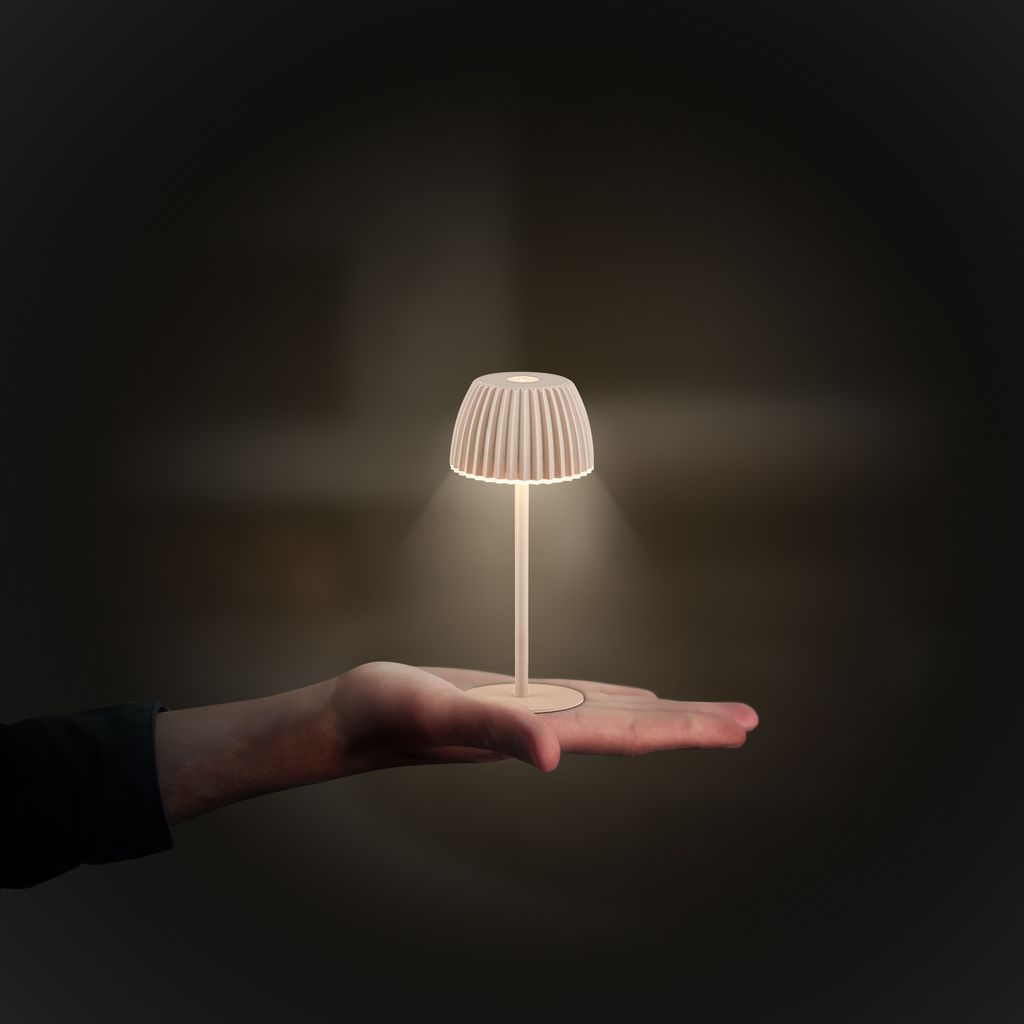 Riffle Nano Tischlampe - 1,5W, 130lm, Akku, LED, Dimmbar, Touch, German Design Award Winner 2025, Beige