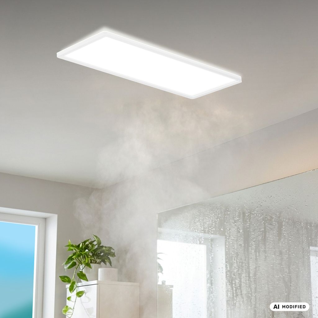 Briloner Move LED Plafonnier IP44, rétroéclairage, détecteur de mouvement, blanc