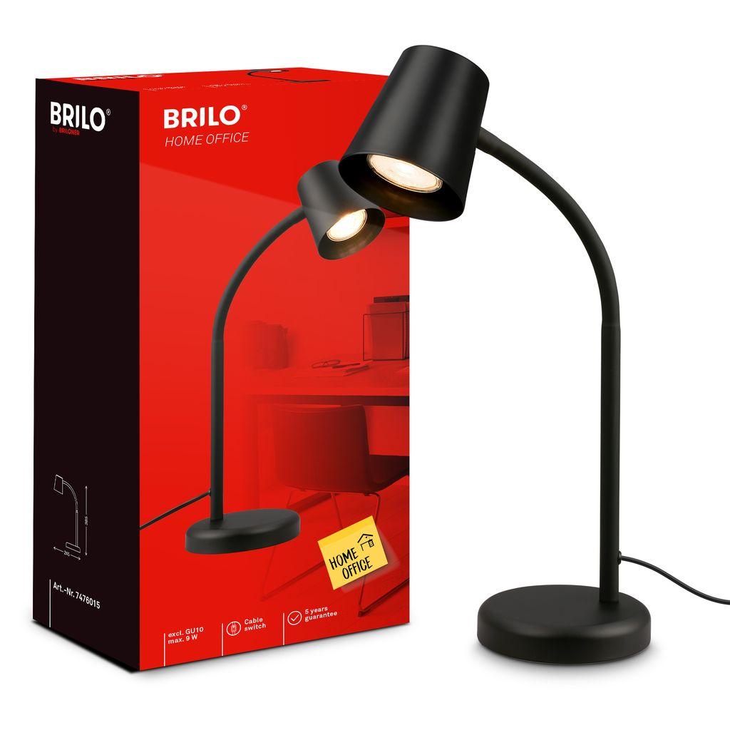 Tischleuchte, 38,5 cm, 1x GU10, max. 9W, schwarz