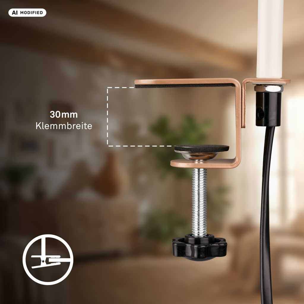 Riff Klemmlampe - 3,5W, 400lm, LED, Schwenkbar, Warmweiß, Warm Grey-Coffee
