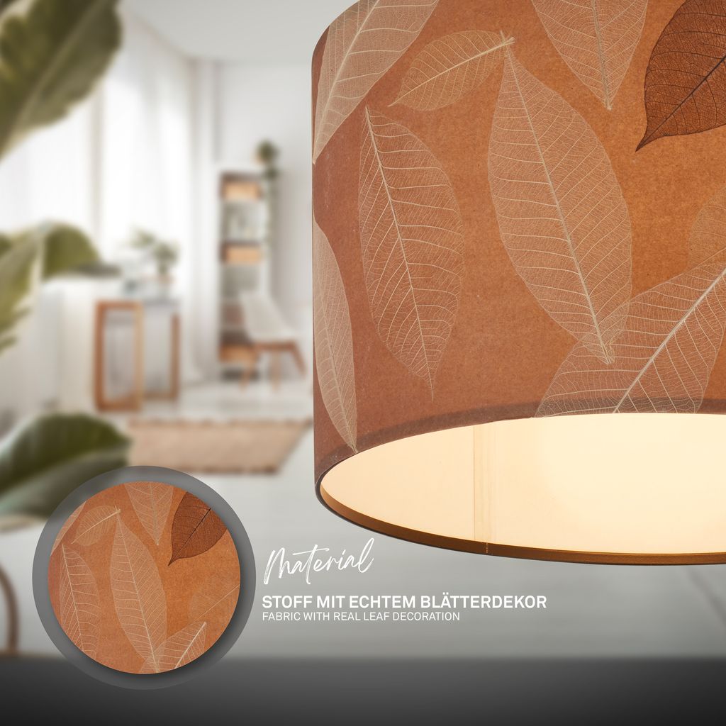 Briloner Mata Deckenlampe. Blätterdekor. Boho-Stil. E27 Fassung. Caffefarben. Ø35 x 28 cm 2