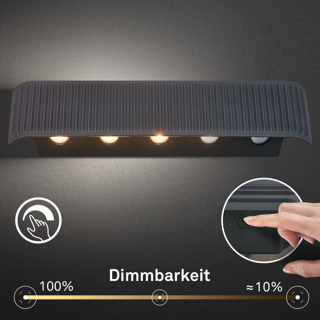 Fade Wandleuchte - 1,5W, 250lm, Akku, LED, Touch, Dimmbar, Anthrazit