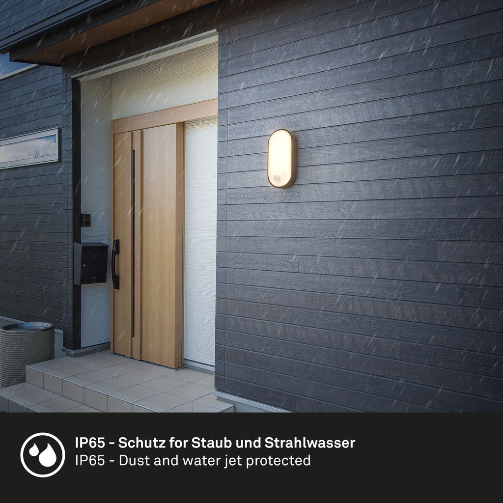 Outdoor LED Wall Lamp Safety Light Motion Sensor IP65 Waterproof Black