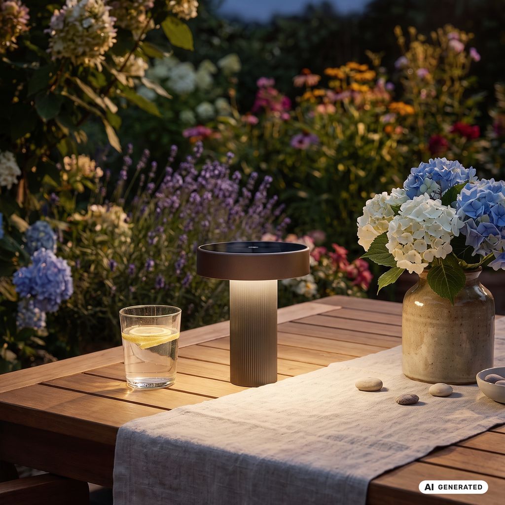 Poga Tischlampe - 1W, 150lm, Kabellos, LED, Dimmbar, Solar, Anthrazit, Bronze metallic