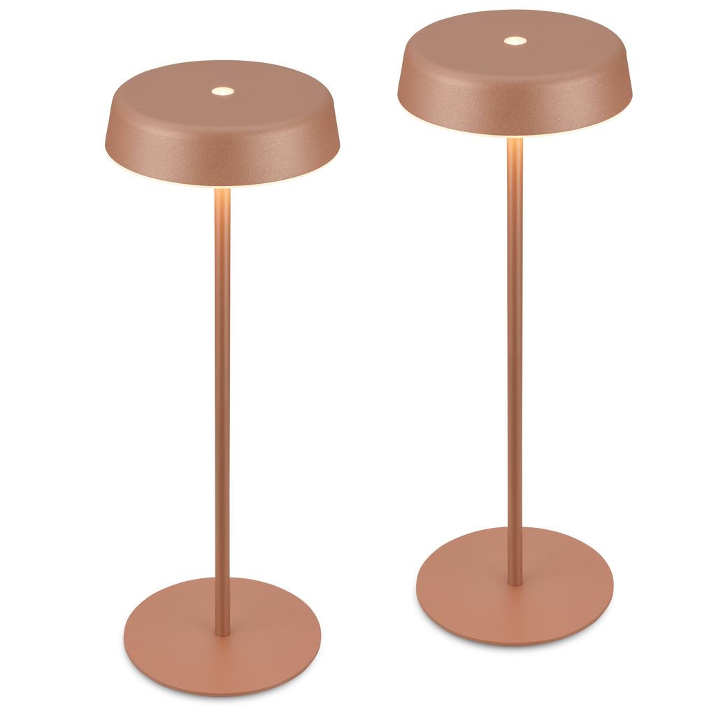 Pala Tischlampe 2er Set - 2,6W, 280lm, Kabellos, LED, Touch, Dimmbar, Coffee