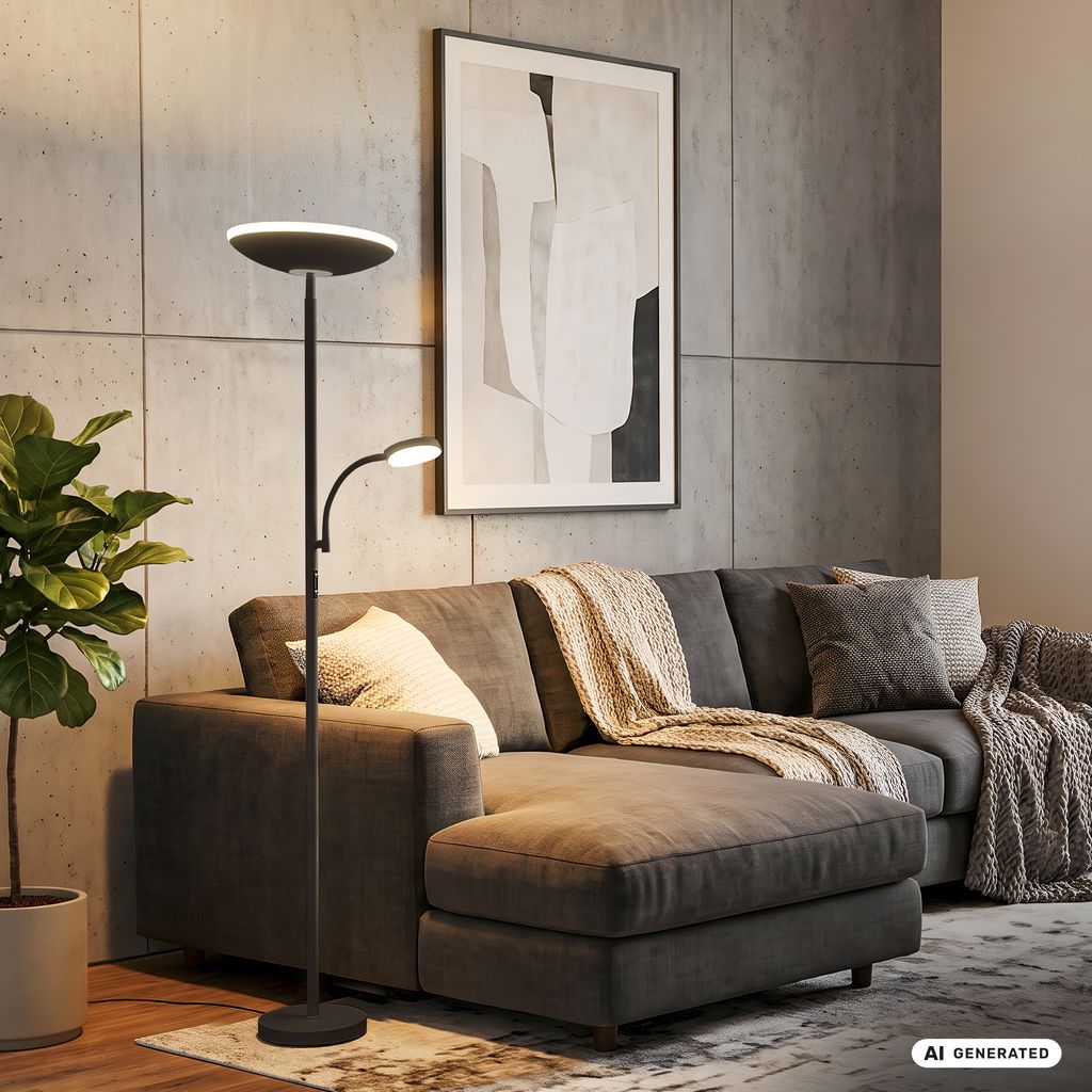Sira Stehlampe - Dimmbar, LED, Lesearm, CCT, Schwarz