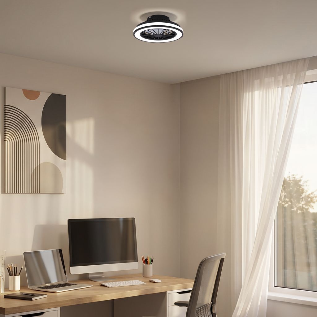 Venturo Ceiling Fan with Light - 24W, 2600lm, 5 Speeds, CCT, Dimmable, Black