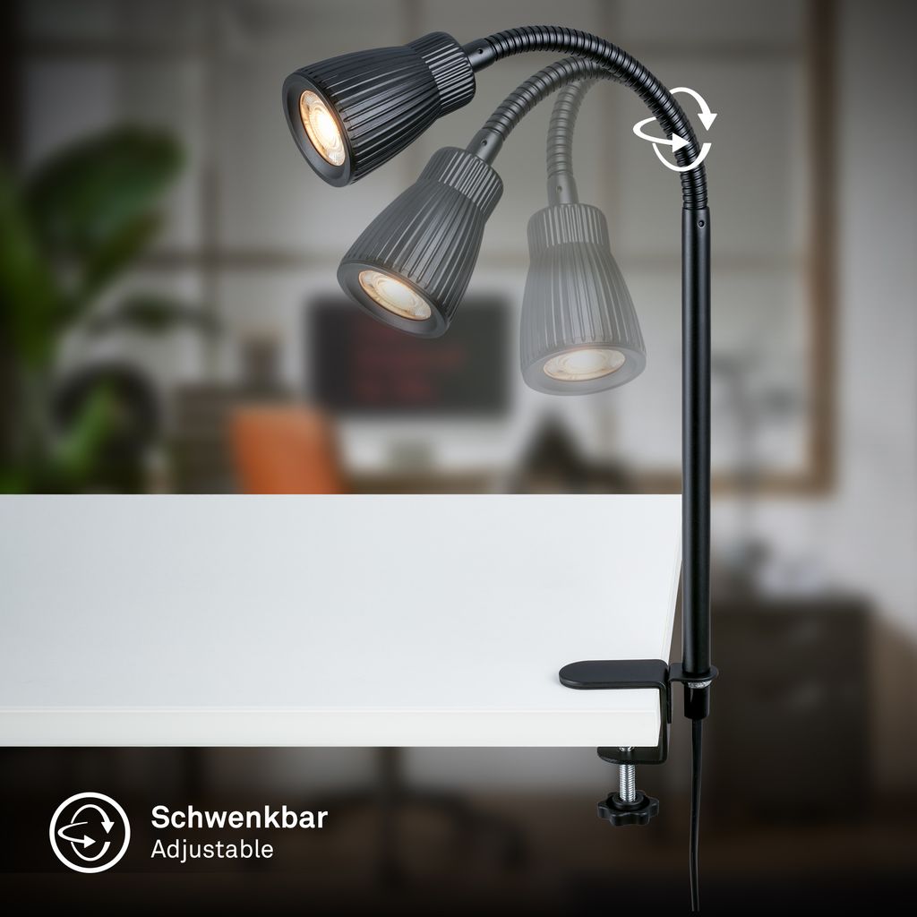 Riff Klemmlampe - 3,5W, 400lm, LED, Schwenkbar, Warmweiß, Schwarz