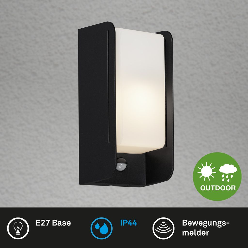 Sensor Außenleuchte 25,5 cm 1x exkl E27 12W schwarz