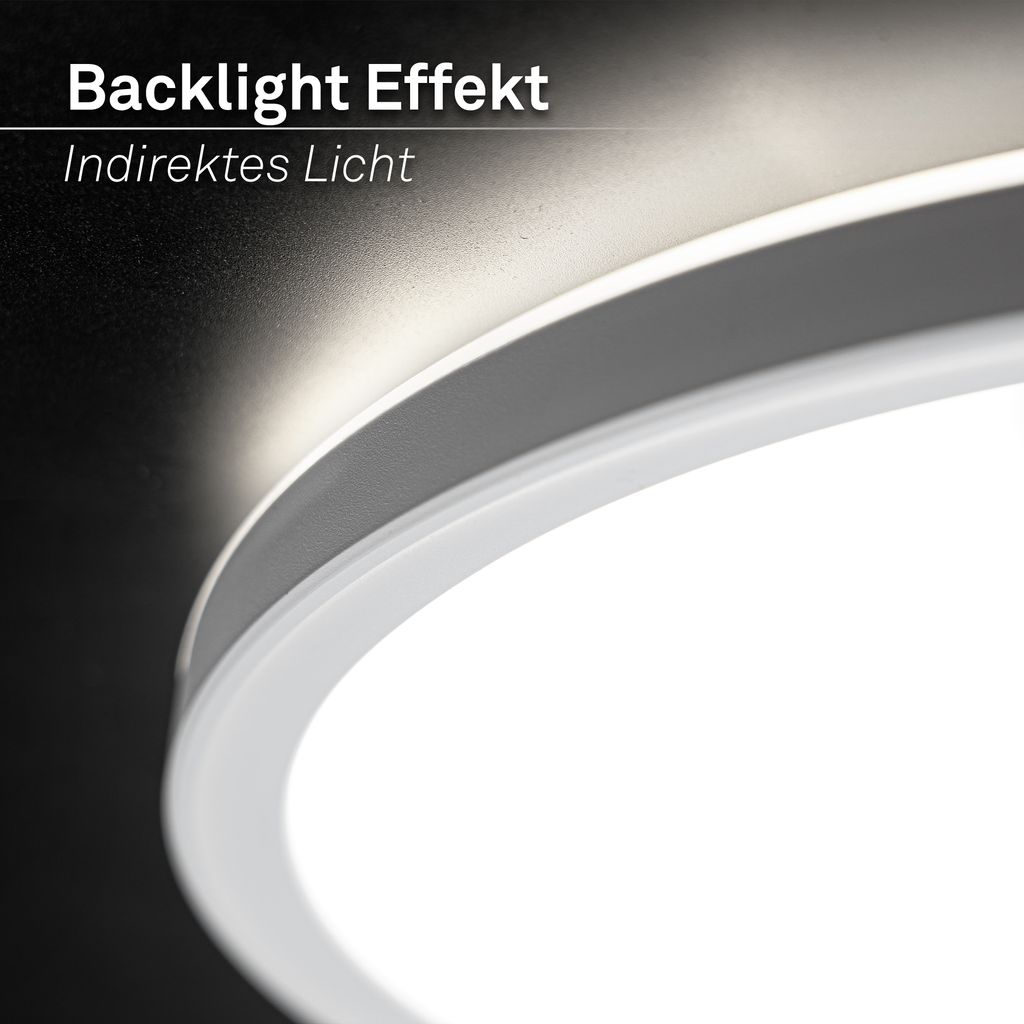 Slim Case Deckenleuchte Ø29 cm - 18W, 2400lm, LED, Dimmbar, Backlight, Weiß