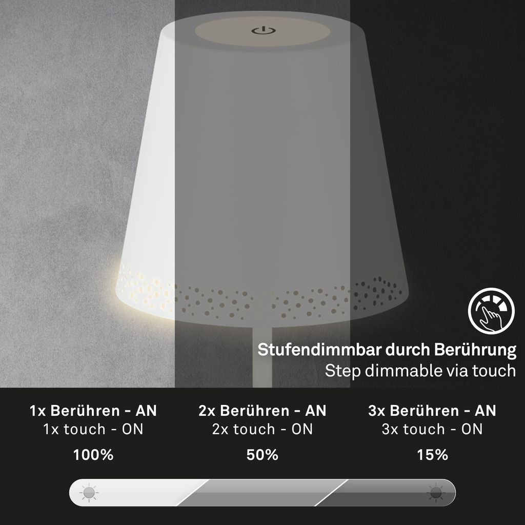 LED Akku-Stehleuchte 130 cm 3,5 Watt 400lm weiß