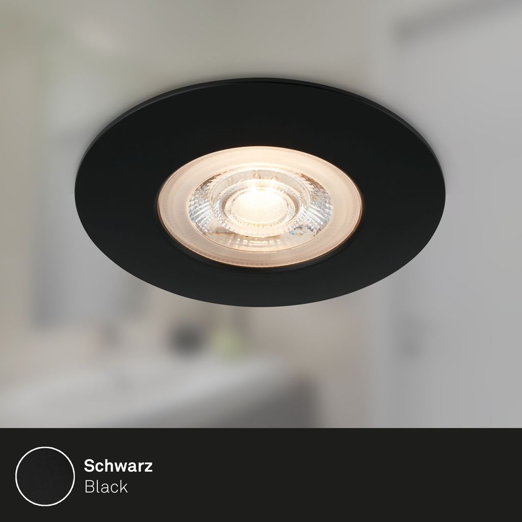 LED Einbauleuchten, Ø9 cm, 3x LED, 5 W, 480 lm, schwarz