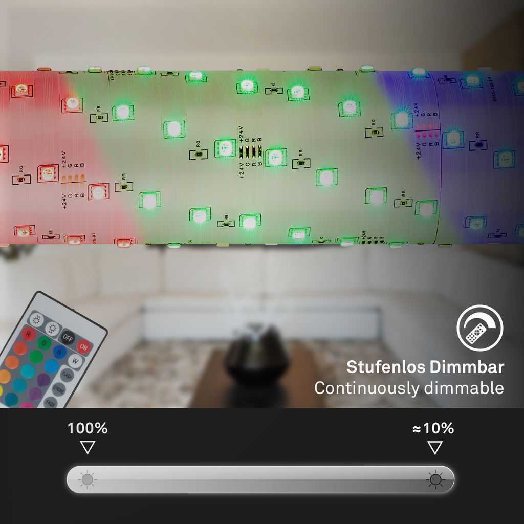Briloner LED Strip 30m, télécommande, modes de couleur RGB, blanc