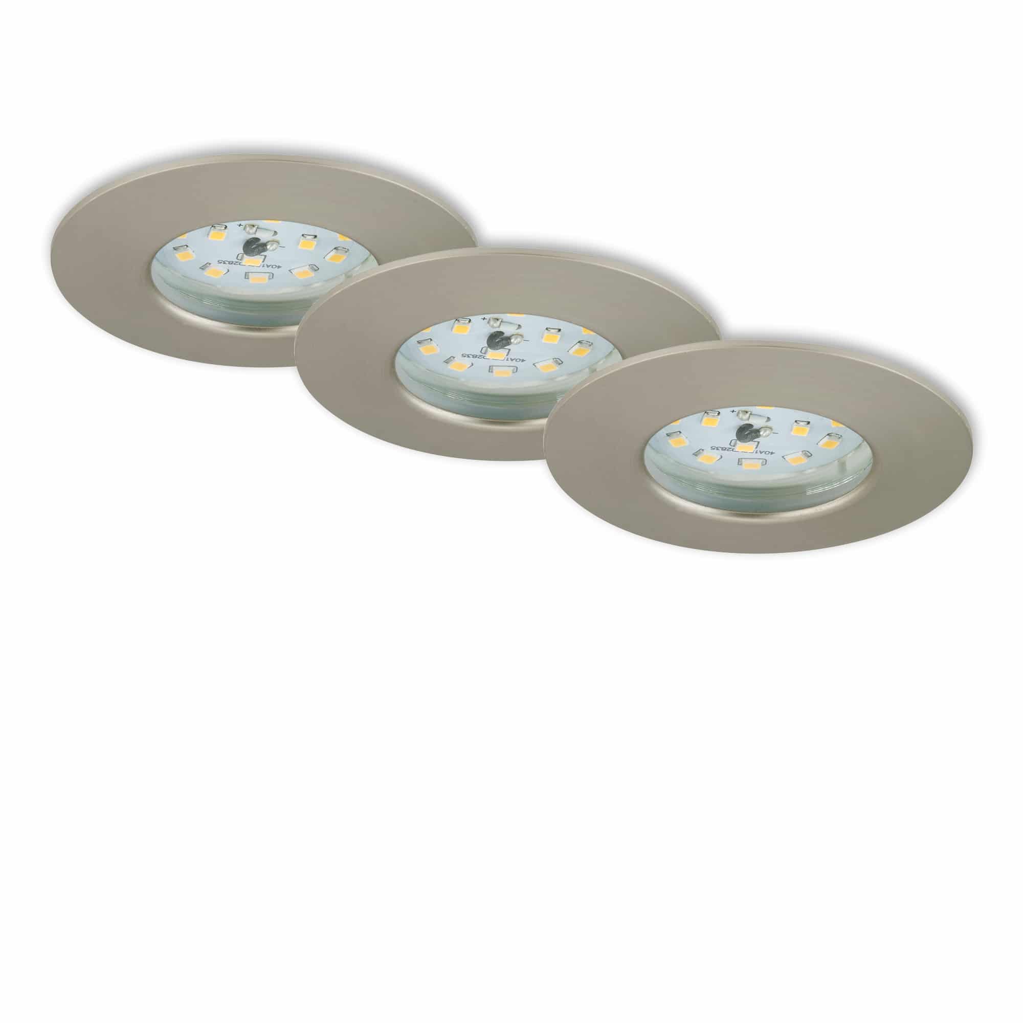Set de 3 Pièces LED Spots Encastrables Ø 7,5 cm 3x6,5W 570lm nickel mat