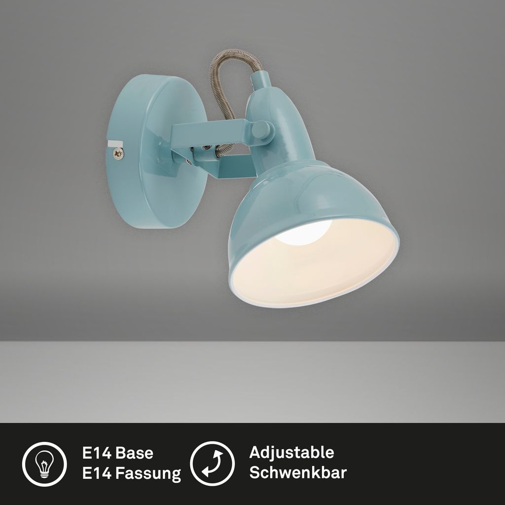 Wandleuchte Retro dreh-und schwenkbarem Spot 1xE14 40W Ø10.5cm Mint Briloner 2