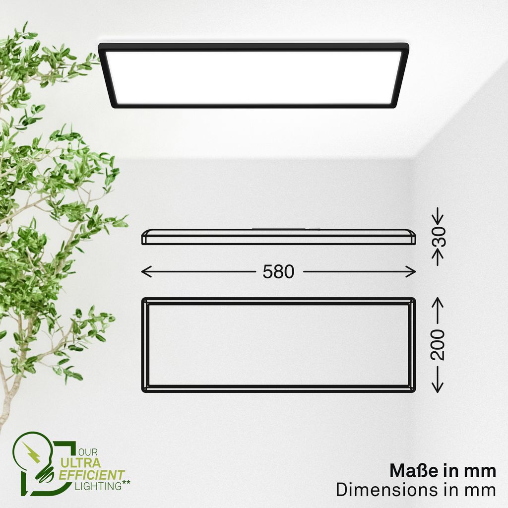 Tava A LED Deckenlampe, mit EEK A Lichtquelle*, Backlight, Schwarz
