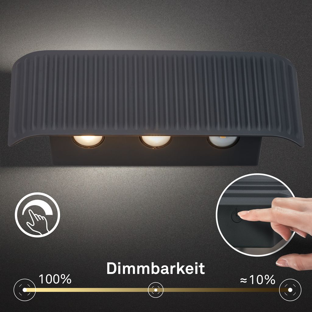 Fade Wandleuchte - 1W, 150lm, Akku, LED, Touch, Dimmbar, Anthrazit
