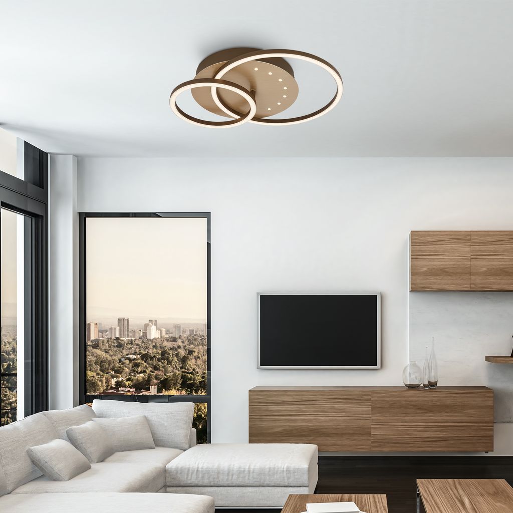 LED Deckenleuchte, 40 cm, Memory, 26W, 2550lm, braun