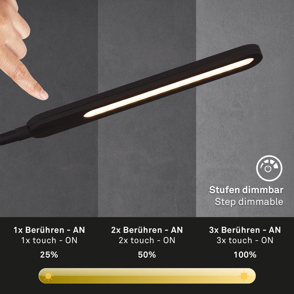 LED CCT Touch Lampe de table 95 cm 8W 600lm noir