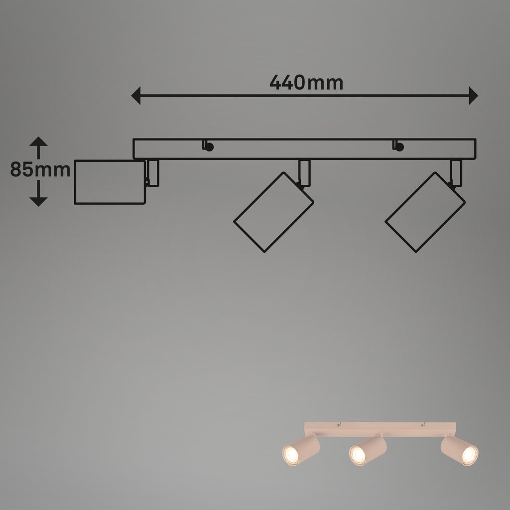 Tib Deckenstrahler, Schwenkbar, On/Off via Wandschalter, 3-flammig, Beige