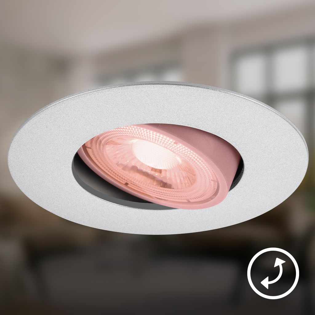 Dimara LED Einbaustrahler 68mm 3er Set - 230V, 4,9W, 460lm, CTS Schalter, Dimmbar, Chrom-matt
