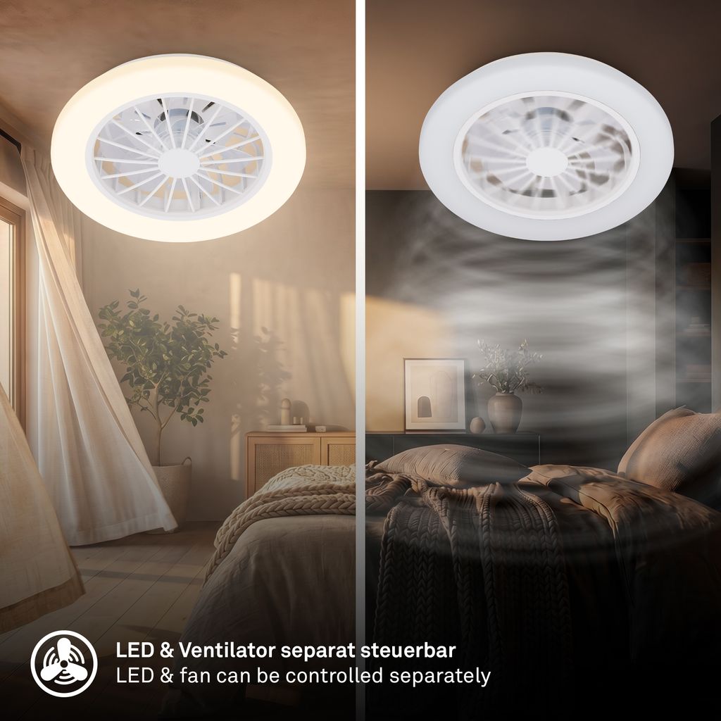 Pafo Ceiling Fan with Light - 24W, 2600lm, 5 Speeds, CCT, Dimmable, White
