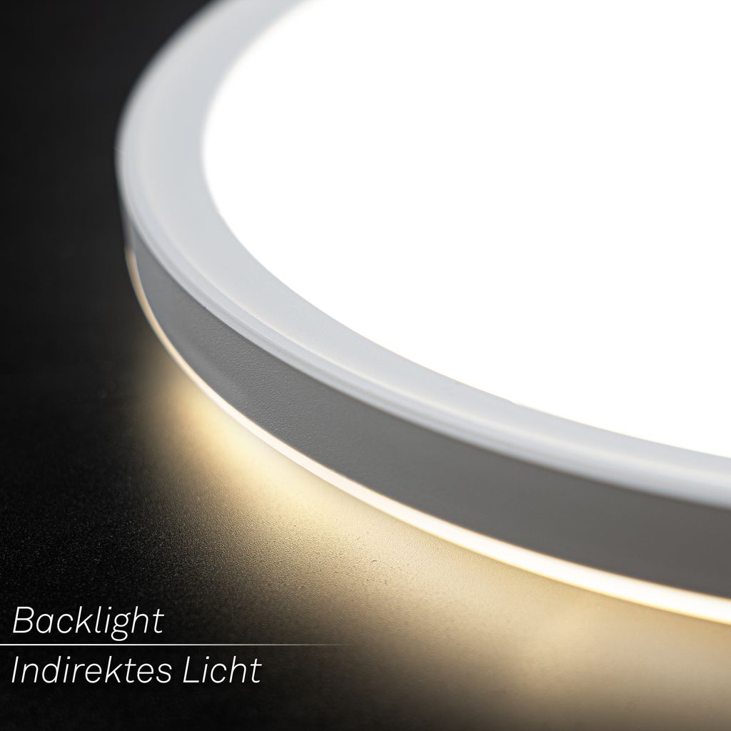 Briloner Slim LED Deckenleuchte, Backlight, Flach, Rund, 48cm, Weiß