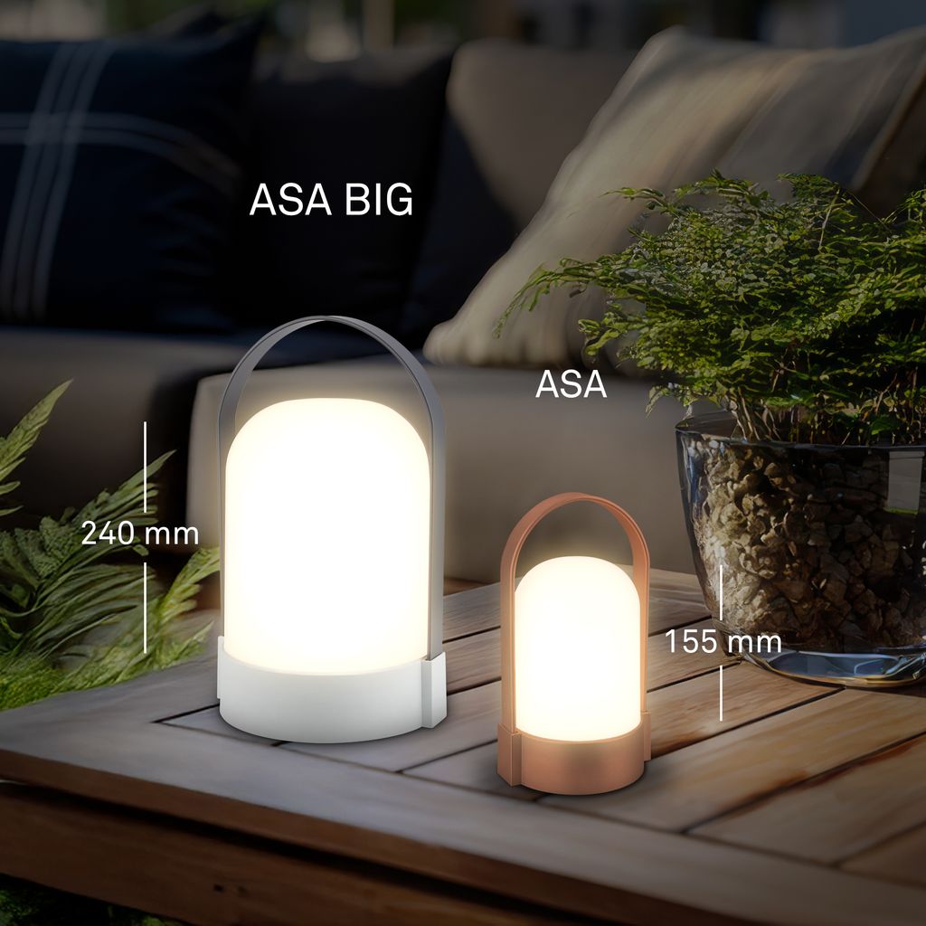 Asa Tischlampe - 1W, 50lm, Kabellos, LED, Dimmbar, Warmweiß, Braun metallic