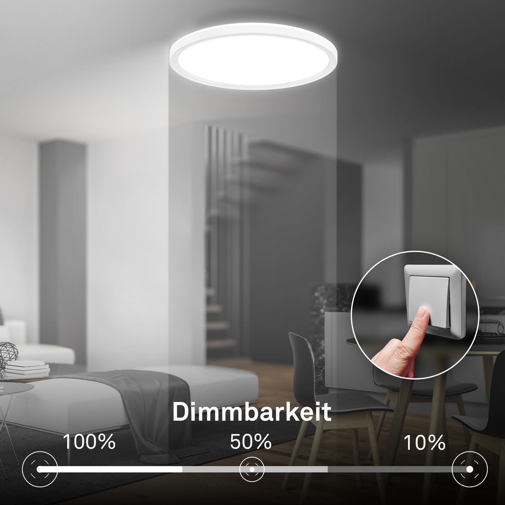 Slim Case Deckenleuchte Ø29 cm - 18W, 2400lm, LED, Dimmbar, Backlight, Weiß