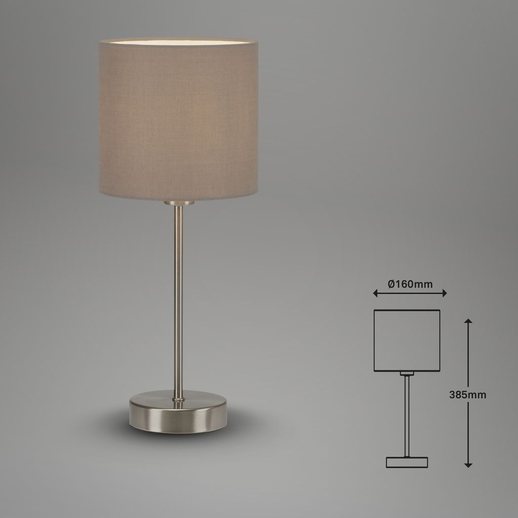 Tischleuchte BRILONER LEUCHTEN FABRIC 25 W IP20 taupe Metall-Stoff exkl 1x E14 Ø 16 xcm 20