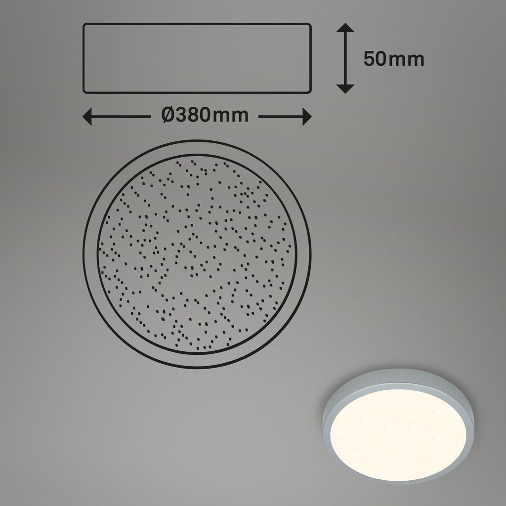 CCT LED surface-mounted luminaire Ø 38 cm, LED board, 22 W, 2900 lm, silver