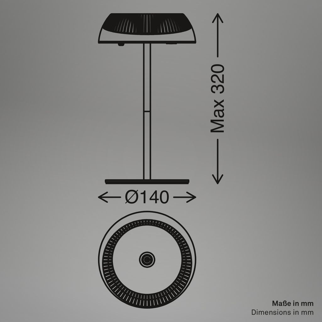 Alusta Tischleuchte - 2W, 200lm, Akku, LED, Touch, Dimmbar, Anthrazit metallic, Warm Grey