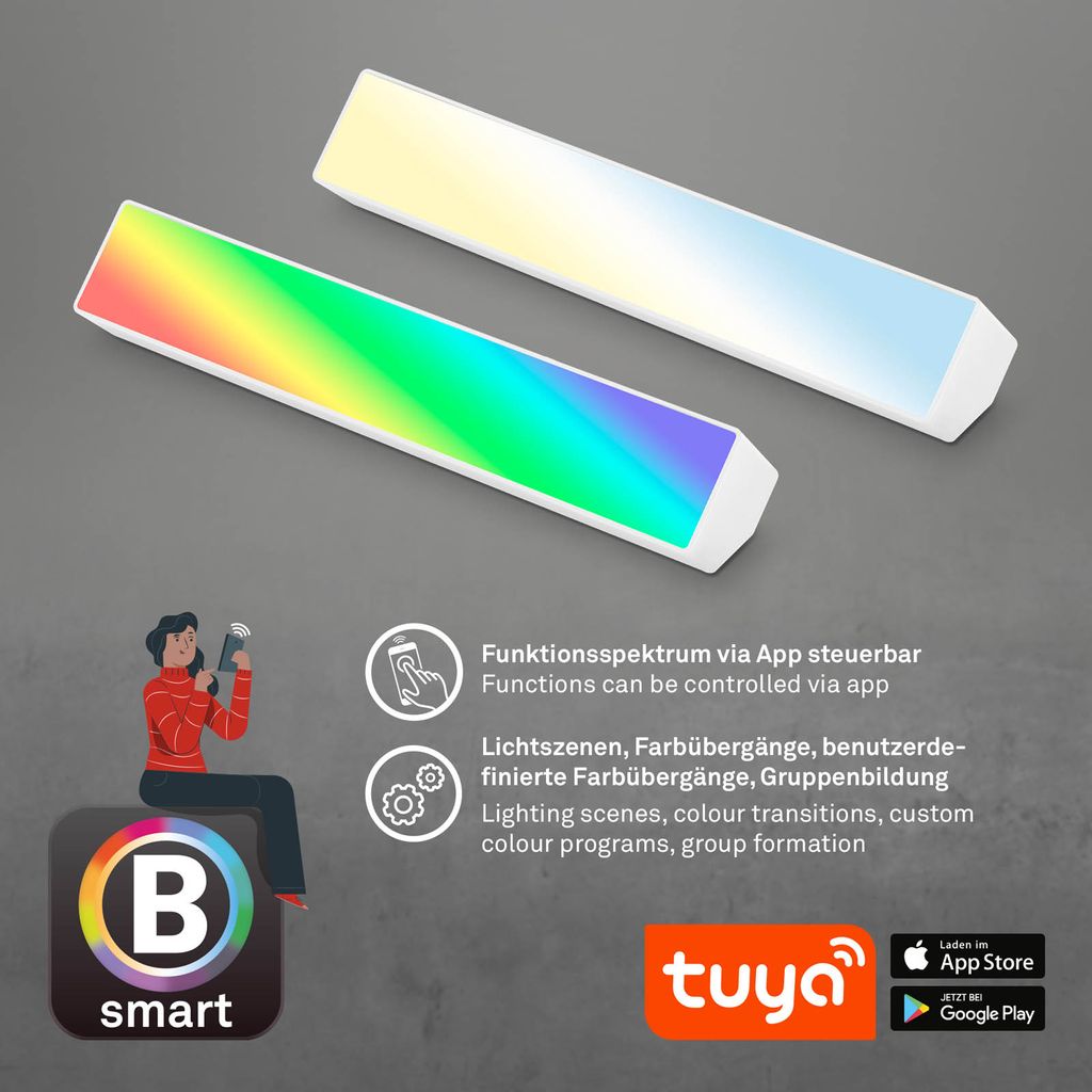 CCT RGB Wall Washer, 25,5 cm, 9 W, 850 lm, Weiß