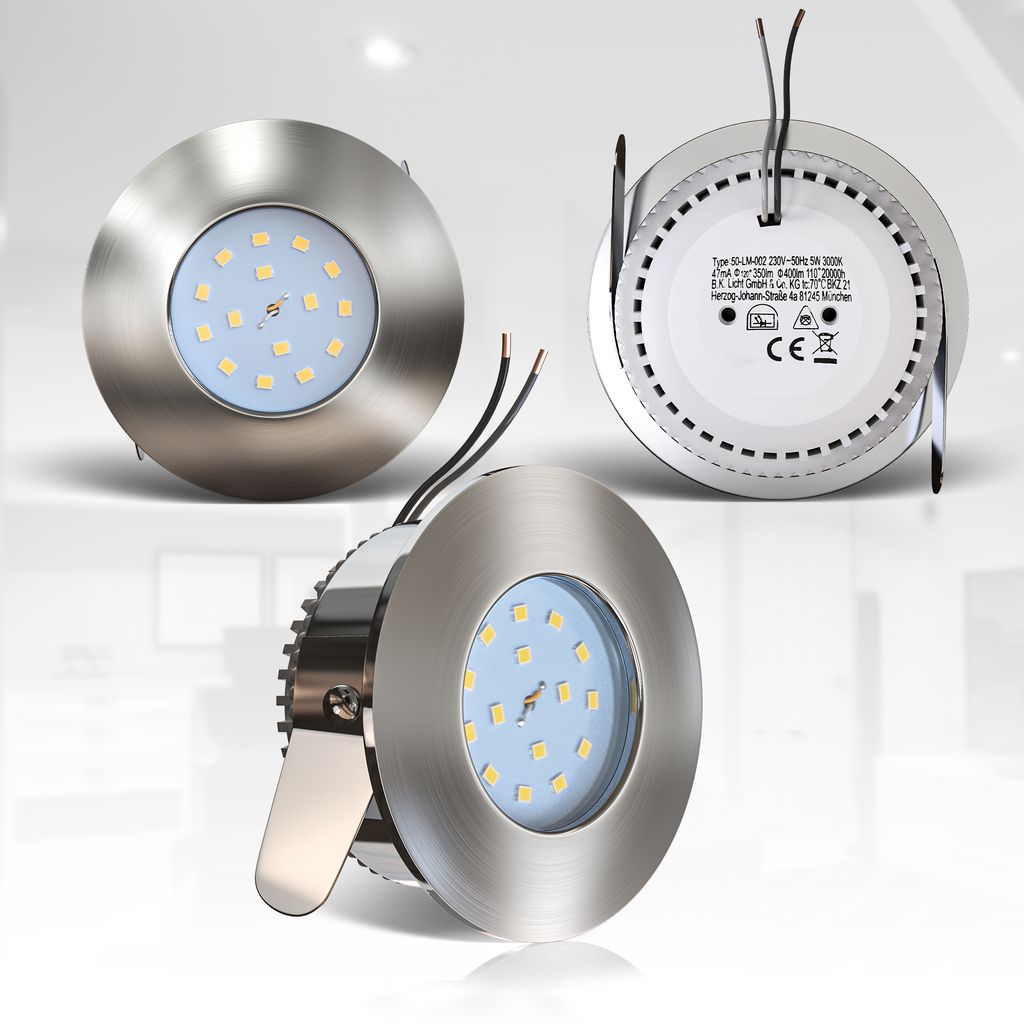 LED Einbauleuchten-Set, matt-nickel, 6xLED-Modul/4,8W