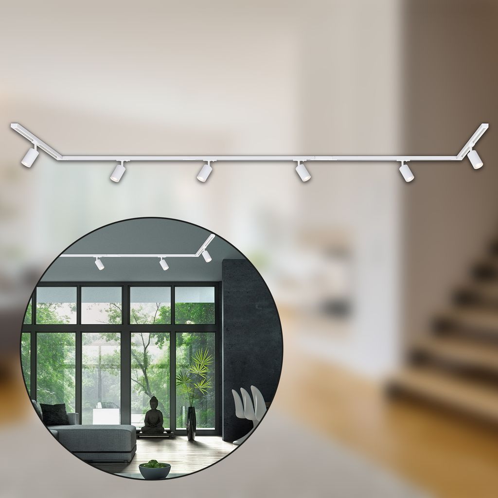 Briloner Rail Schienensystem. Komplettset. 6x GU10 Spots. Schwenkbar. Drehbar. Weiß. 4.5 m 1