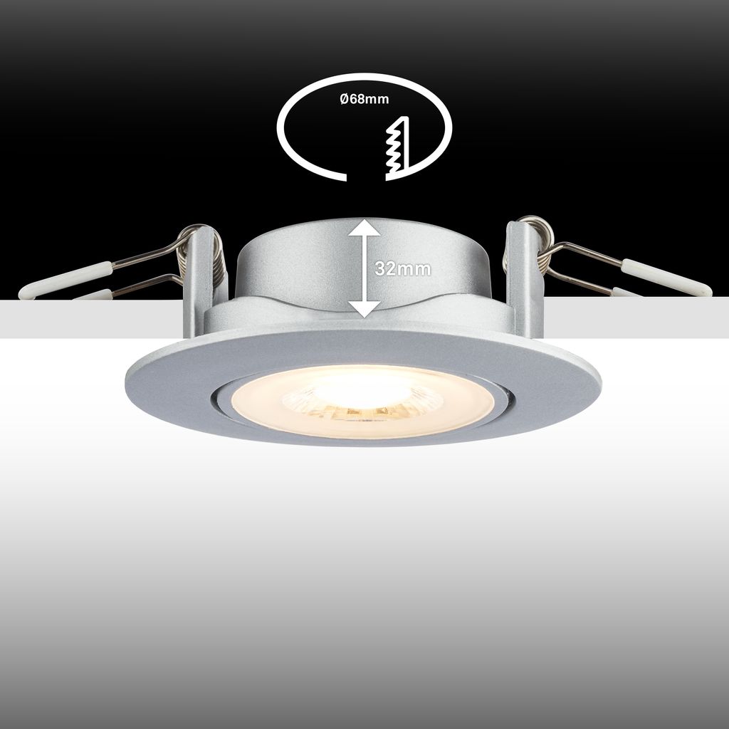 Besi Einbaustrahler 68mm 6er Set - 230V, 5W, 450lm, LED, Warmweiß, Weiß