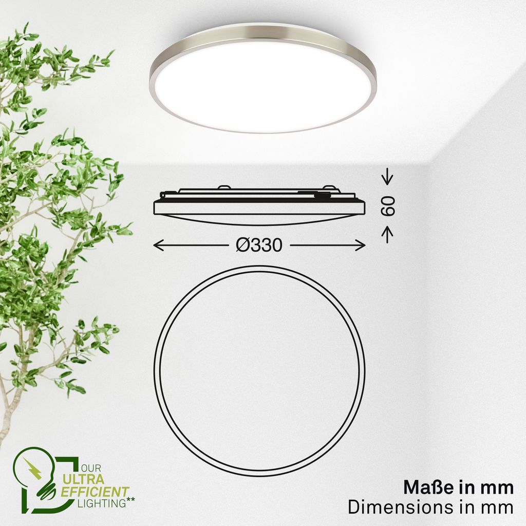 LED Ceiling Light Ø330mm, Aluminium Decor, 2900lm 4000K, Matte Nickel