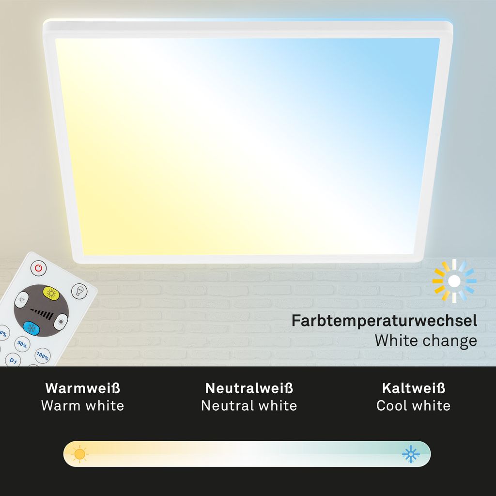 LED Panel Dimmbar Fernbedienung Ultraflach CCT 22 W weiß Kunststoff Briloner 4